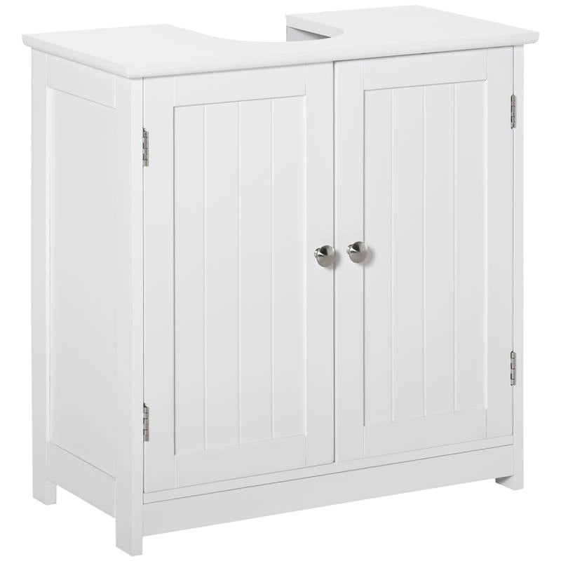 MOBILE SOTTOLAVABO A 2 ANTE CON RIPIANO REGOLABILE E INTAGLIO A U, 60X30X60 CM, BIANCO