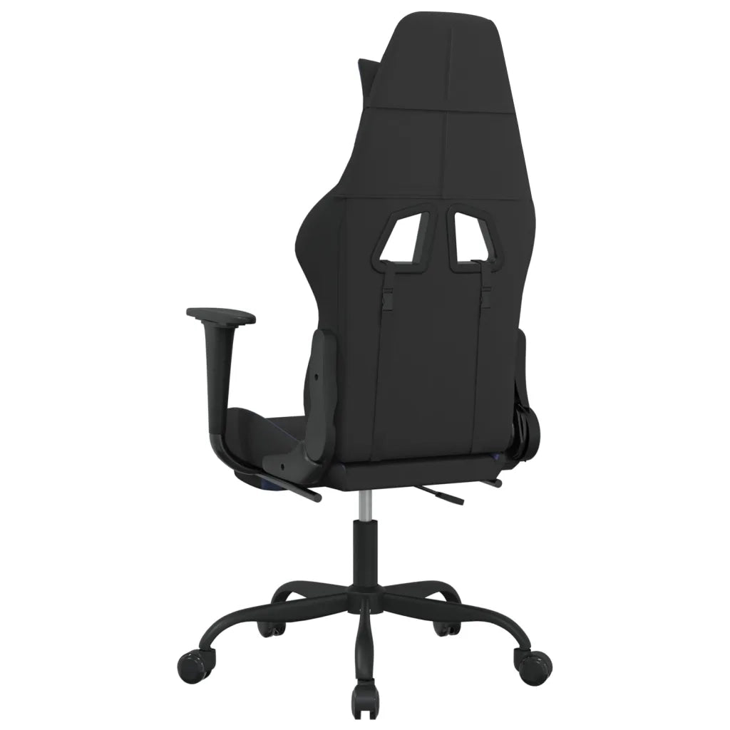 Sedia da Gaming con Poggiapiedi Nero e Blu in Tessuto cod mxl 67512