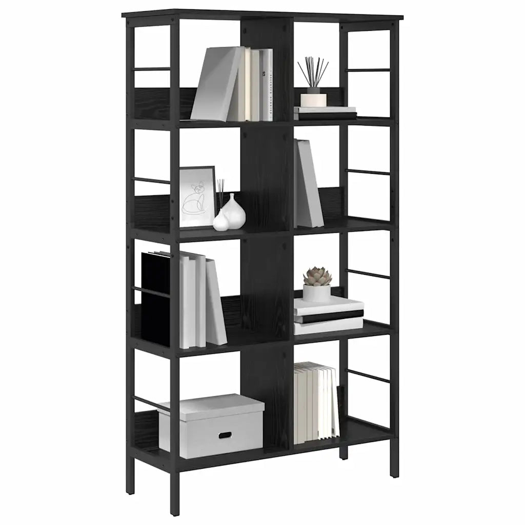 Libreria-Scaffale per Libri-Mobile di Stoccaggio Rovere Nero 82 x 32 x 144,5 cm Legno multistrato