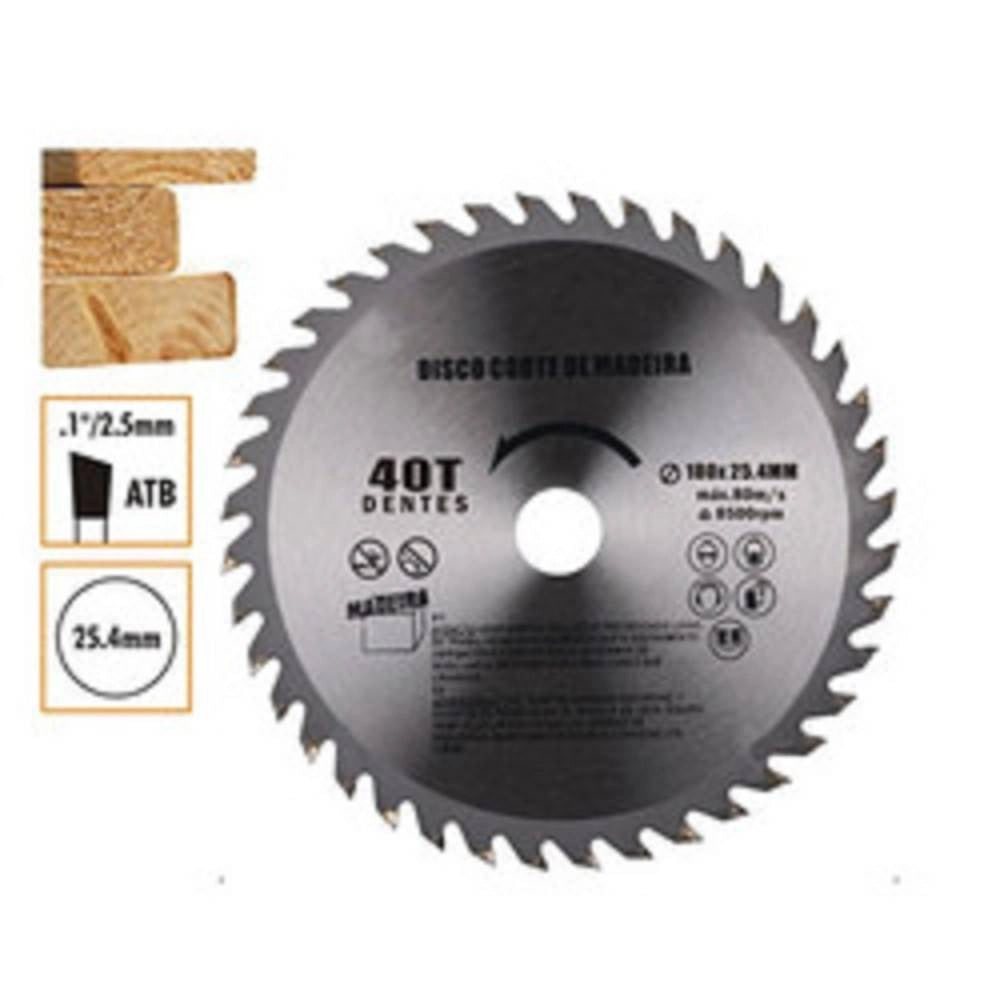 Trade Shop - Disco Taglio Legno Smerigliatrice Angolare Circolare Sega 180x25.4 Mm 40 Denti -