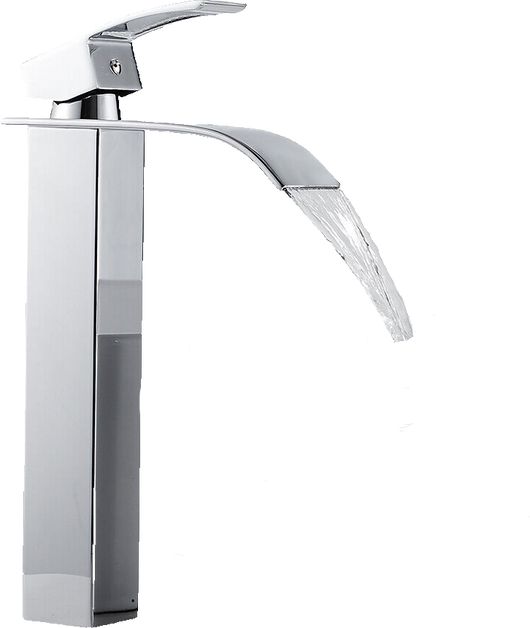 ROSA | Rubinetto da bagno premium a cascata alta cromato | miscelatore Hotel Gastro Premium per lavabo freestanding - in acciaio inox con bocca alta