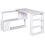 Easycomfort Scrivania ad Angolo con 5 Ripiani, 120 x 100 x 74.5cm, Bianca