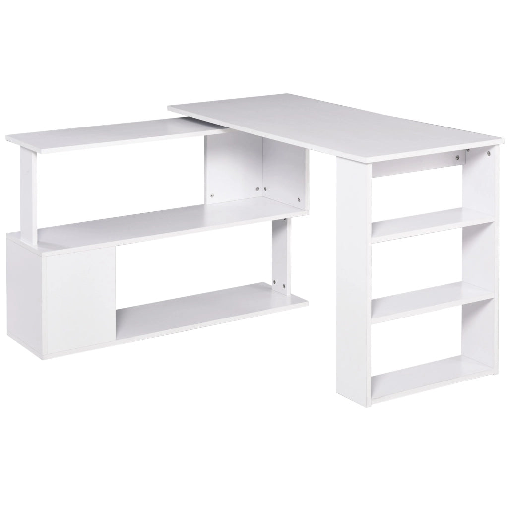 Easycomfort Scrivania ad Angolo con 5 Ripiani, 120 x 100 x 74.5cm, Bianca