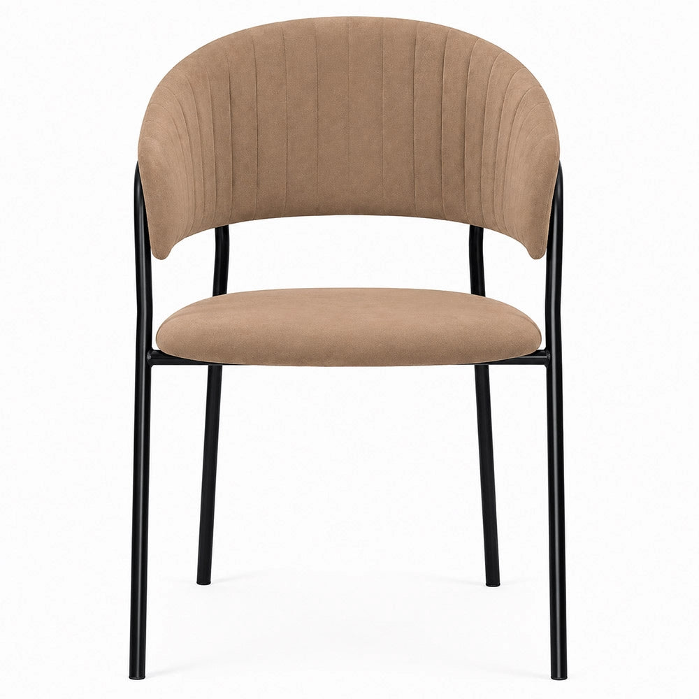 Sedie da pranzo set da 2 Aurelia in velluto grigio tortora con gambe nere