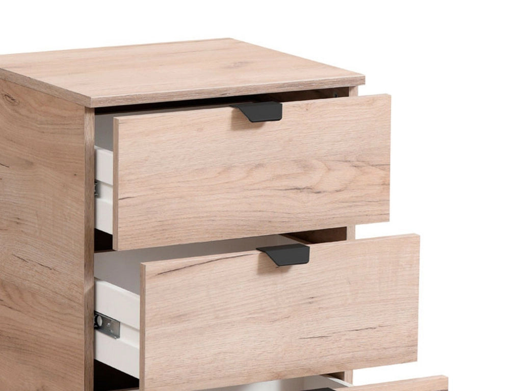 Talana, Comodino 3 Cassetti, 45x40x63h cm Marrone Rovere Nodi