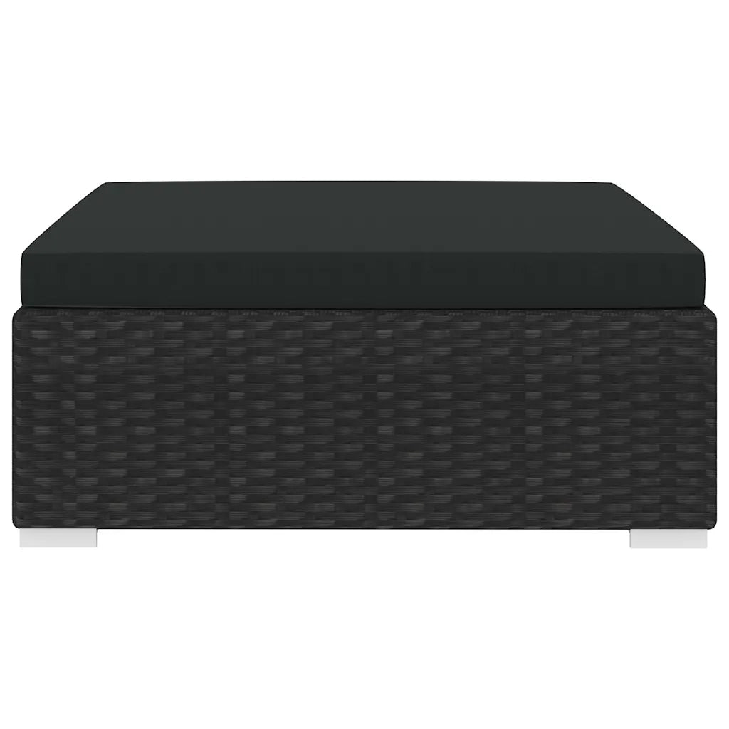 Sedia da giardino-Poggiapiedi Modulare 1 pz con Cuscino in Polyrattan Nero 168507