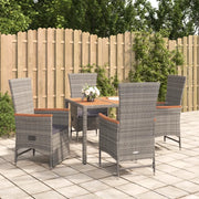 Set da Pranzo da Giardino 5 pz con Cuscini in Polyrattan Grigio 3157548