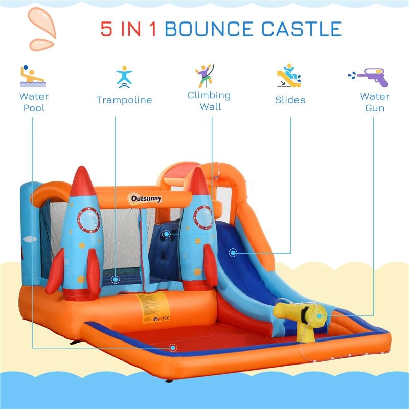 GIOCO GONFIABILE PER BAMBINI CON SCIVOLO TRAMPOLINO E POMPA ELETTRICA
