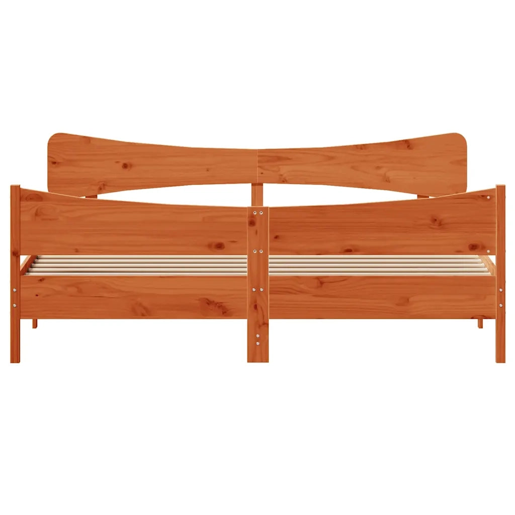 Giroletto senza Materasso Marrone Cera 200x200 cm Legno di Pino 3216371