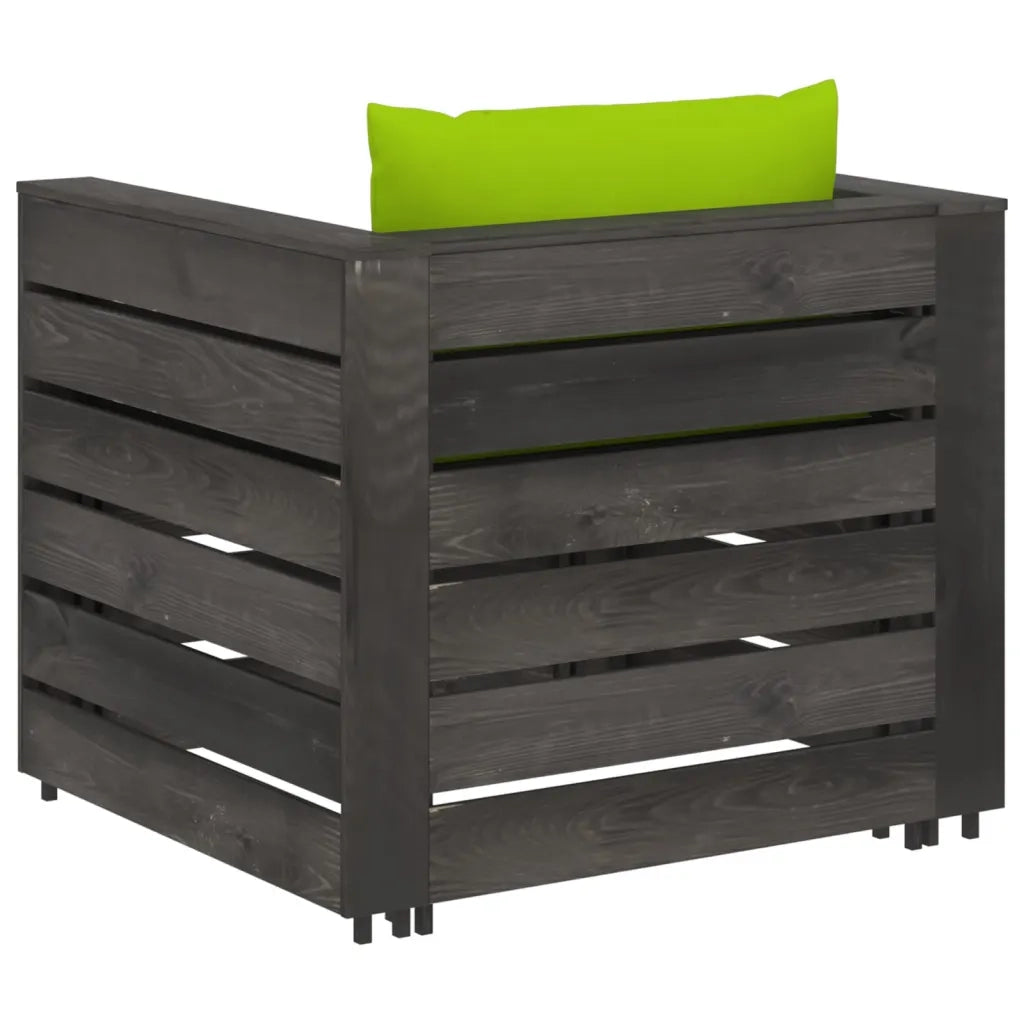Set Divani da Giardino con Cuscini 2 pz Legno Impregnato Grigio cod mxl 51243