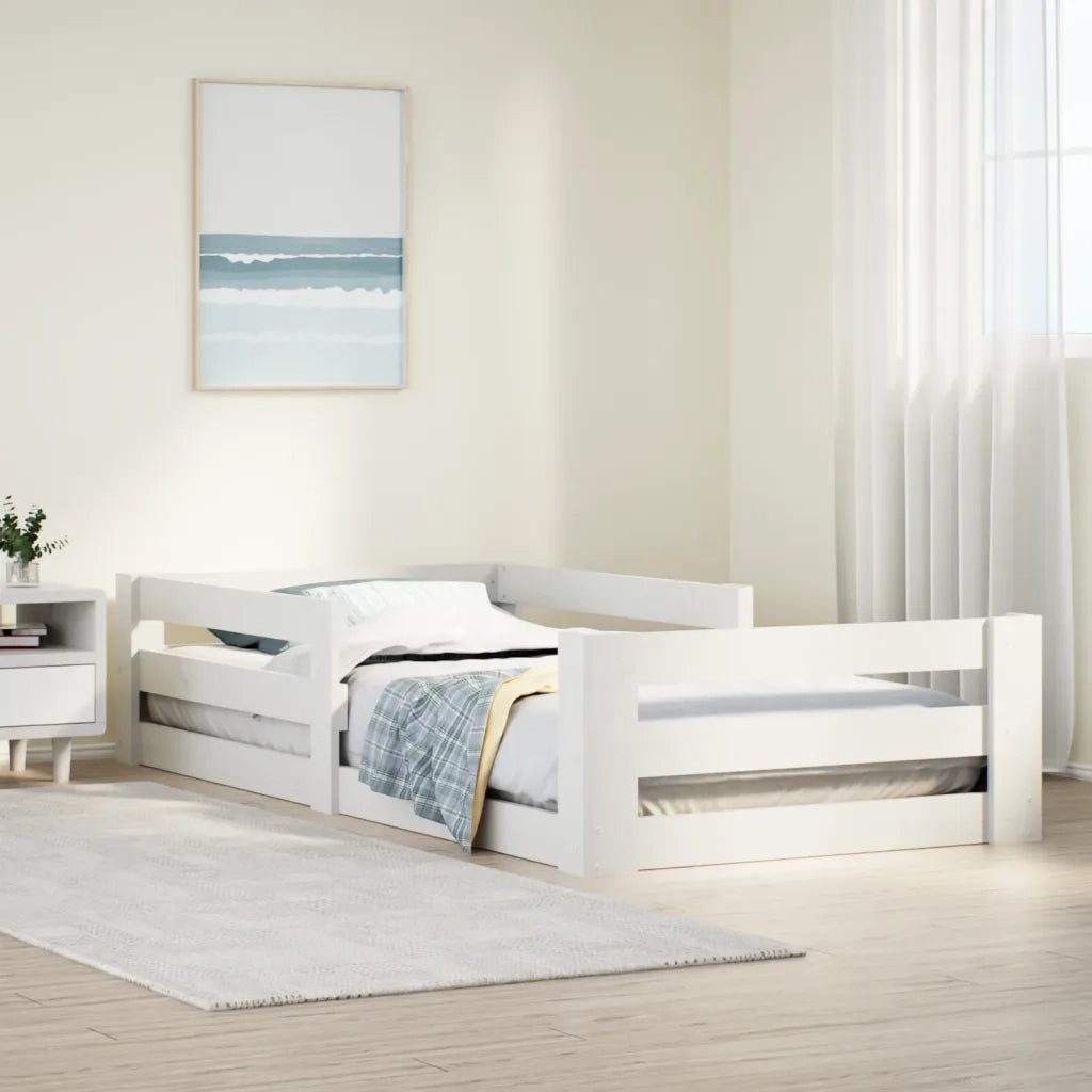 Letto senza Materasso Bianco 90x190 cm in Legno Massello Pino 855694