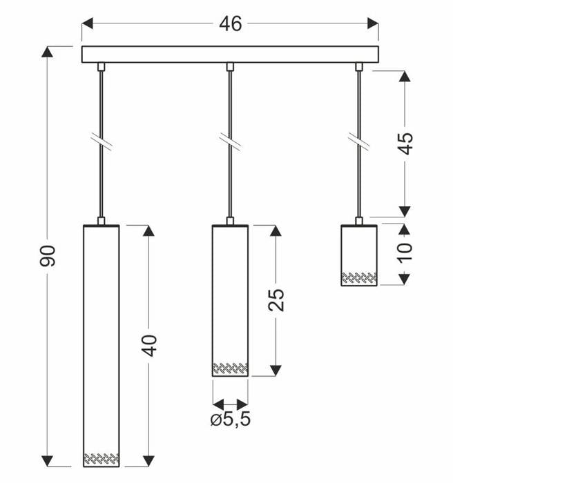 Lampadario Candellux TUBO 3xGU10 nero/legno dimmer 46cm