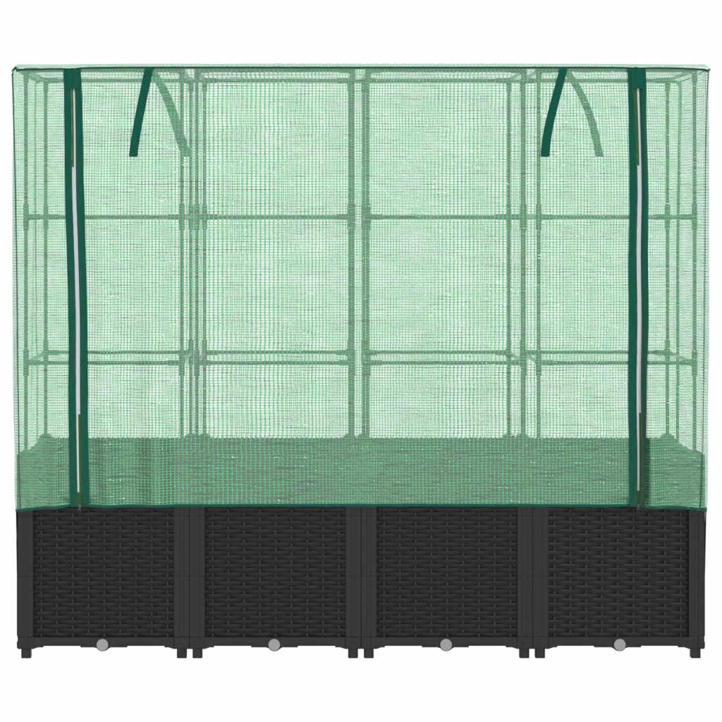 Aiuola rialzata/fioriera con copertura effetto rattan 160 x 40 x 153 cm nero 02_0038765