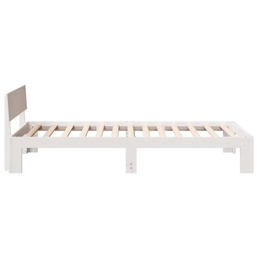 Struttura Letto con Testiera Bianca 90x200 cm Legno Massello di Pino