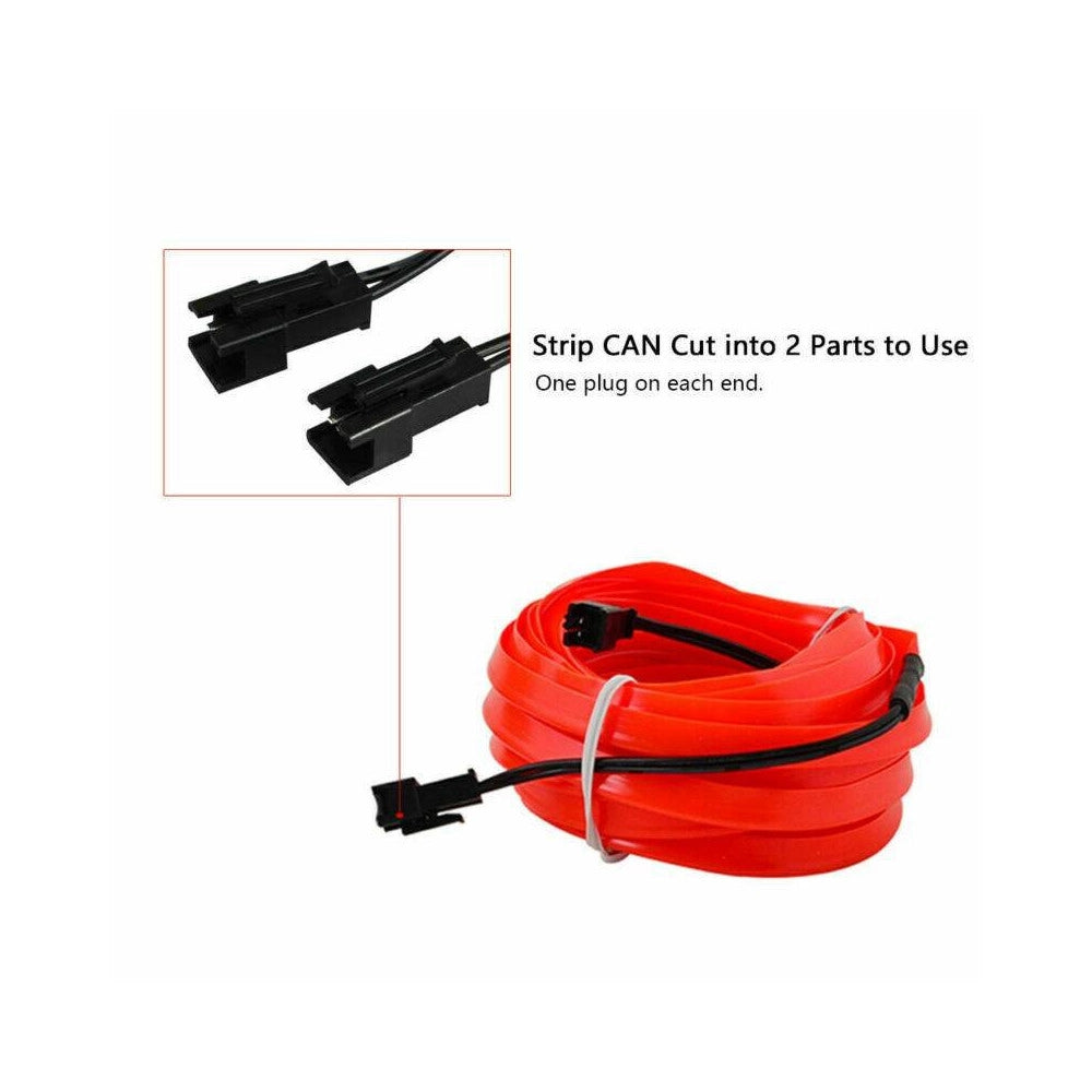 Trade Shop - Striscia Led Fluorescente Rosso Luci Ambiente Neon 12v 14w Illuminazione Auto -