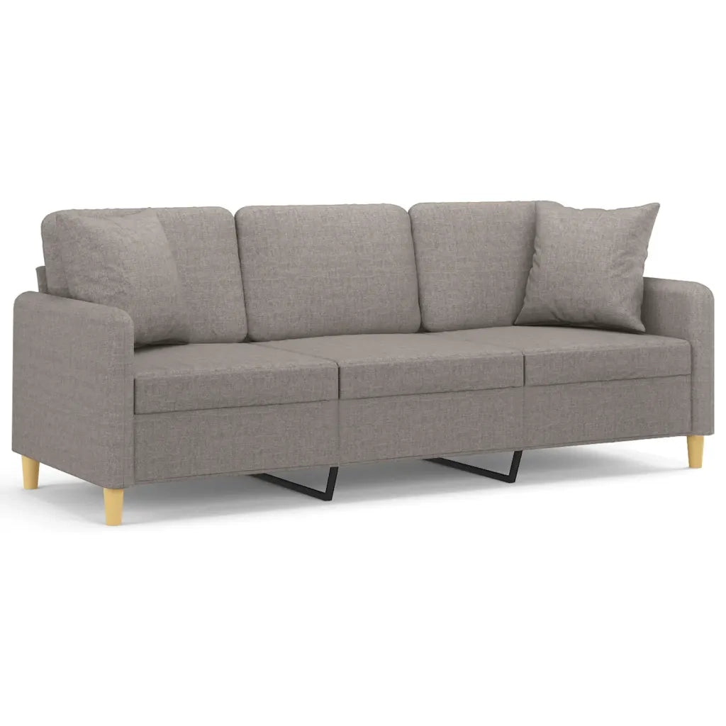 Divano a 3 Posti con Cuscini-Sofa 3 Posti con Cuscini Tortora 180 cm in Tessuto 563767