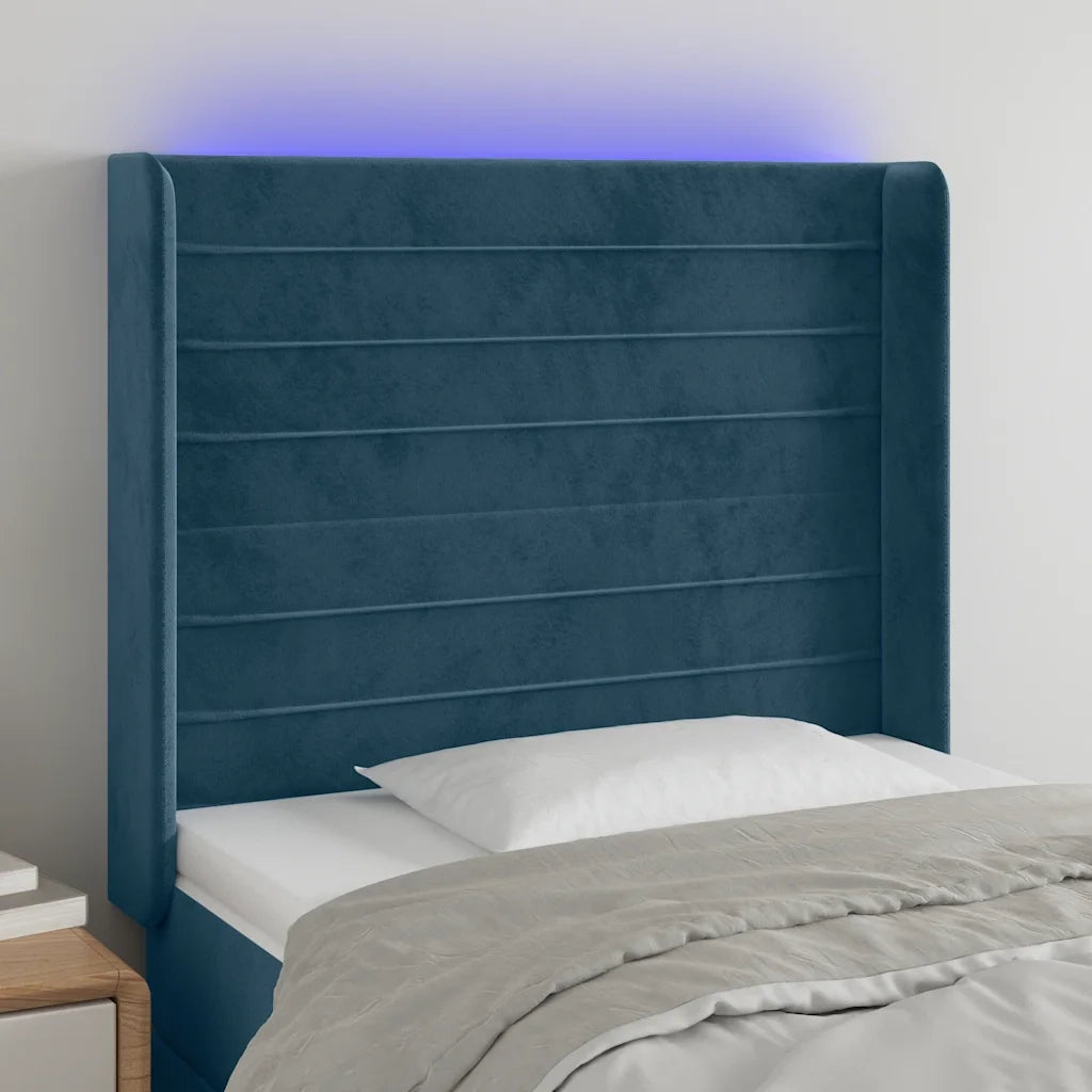 Testiera | Testata a LED Blu Scuro 83x16x118/128 cm in Velluto
