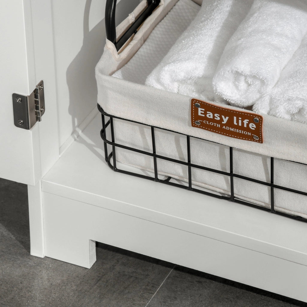 Mobiletto da Bagno 2 Ante 2 Cassetti 60x30x108,8 cm in MDF Bianco
