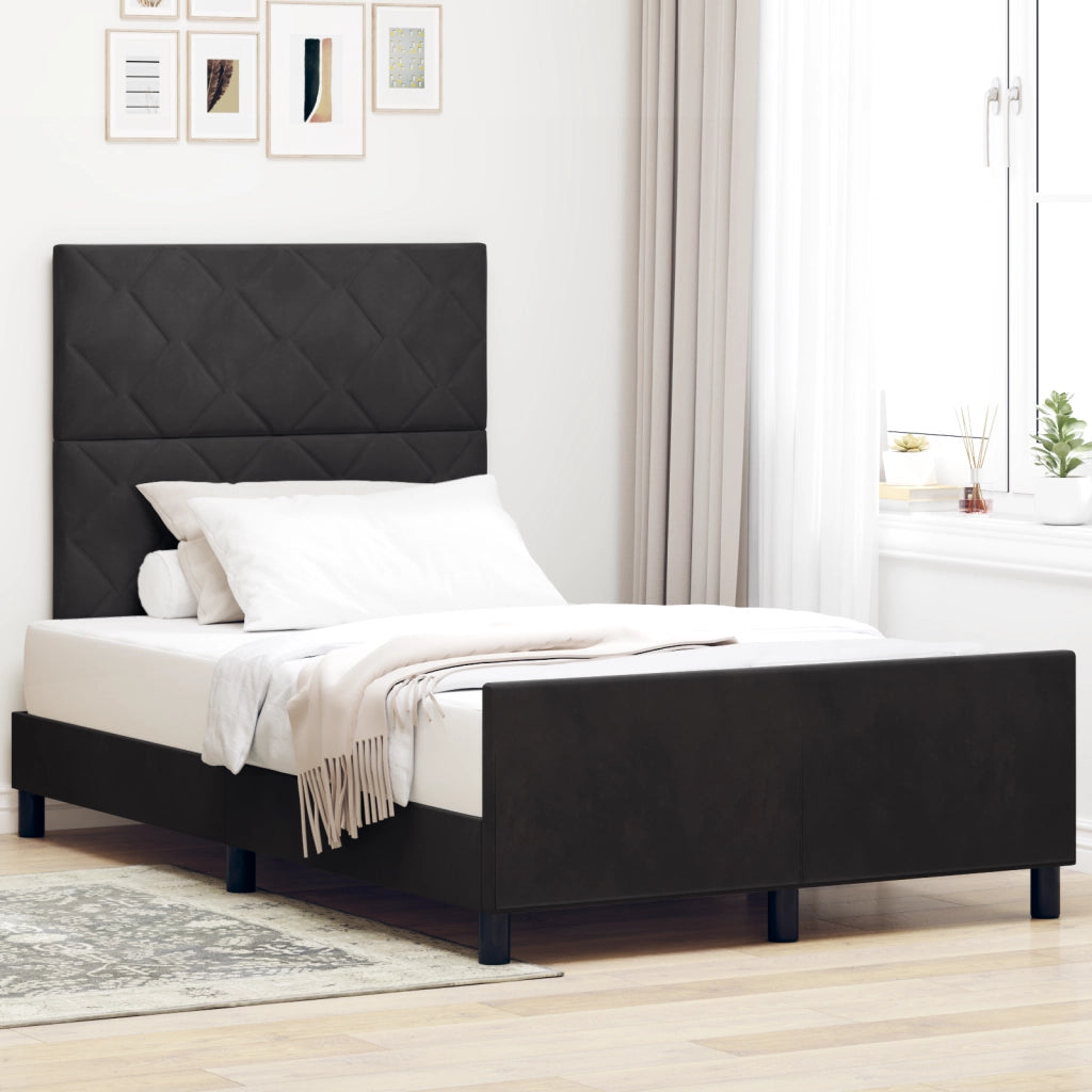 Struttura Letto Nera 120x190 cm in Velluto