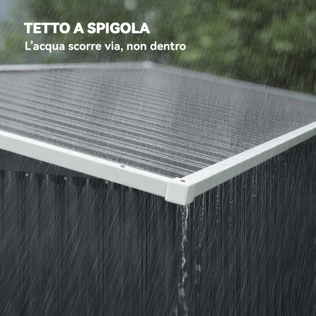 Casetta Box da Giardino 234x132x185 cm con 3 Porte Bloccabili in Acciaio Grigio Scuro