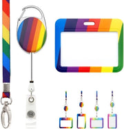 Lanyard con Badge Scorrevole Porta Chiavi - Tesa Uscibile - Blocco di Sicurezza - Terylene Polyester - Dimensioni 46 cm x 1 cm - Adatto per Due Carte - Porta Nome Badge