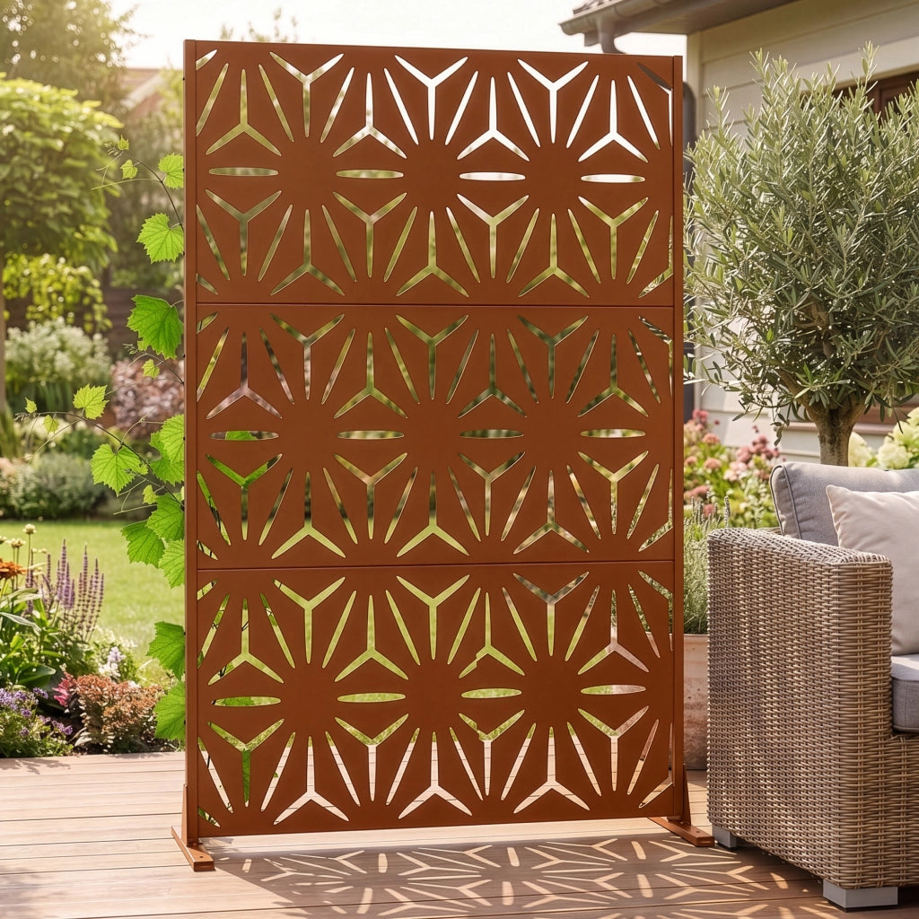 Pannello Divisorio Kilsturd in Acciaio Zincato con Motivo Decorativo 180x120 cm - Marrone casa.pro