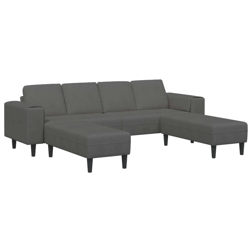 Divano Grigio scuro 250 x 188 x 76 cm Tessuto in Cords 3335132