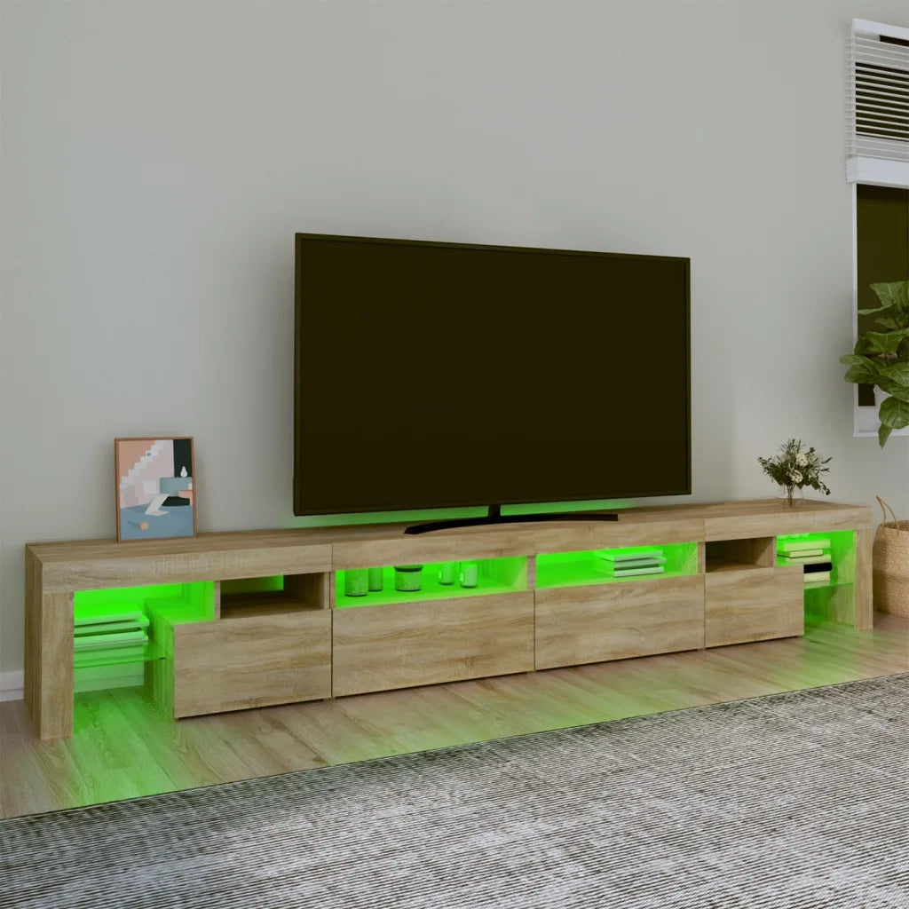 Mobile Porta TV con Luci LED Rovere Sonoma 260x36,5x40 cm 3152820