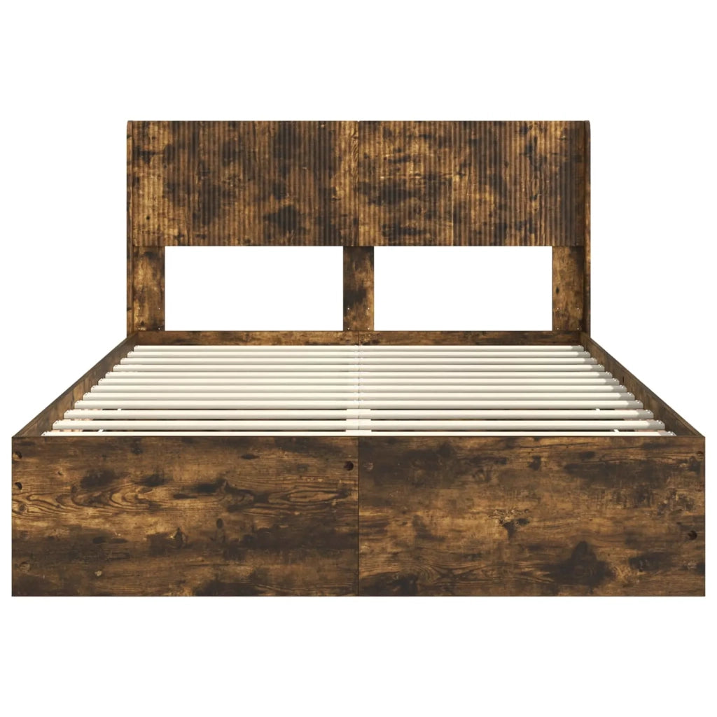 Struttura del letto con stoccaggio e testata Rovere Fumo 3414291