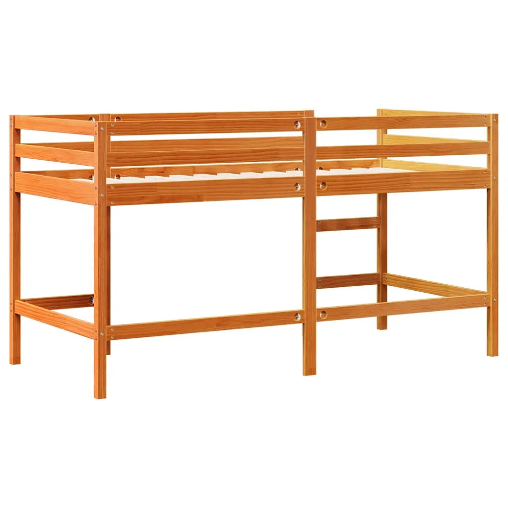vidaXL Letto Soppalco con Scala Bambini Marrone 80x200cm Massello Pino
