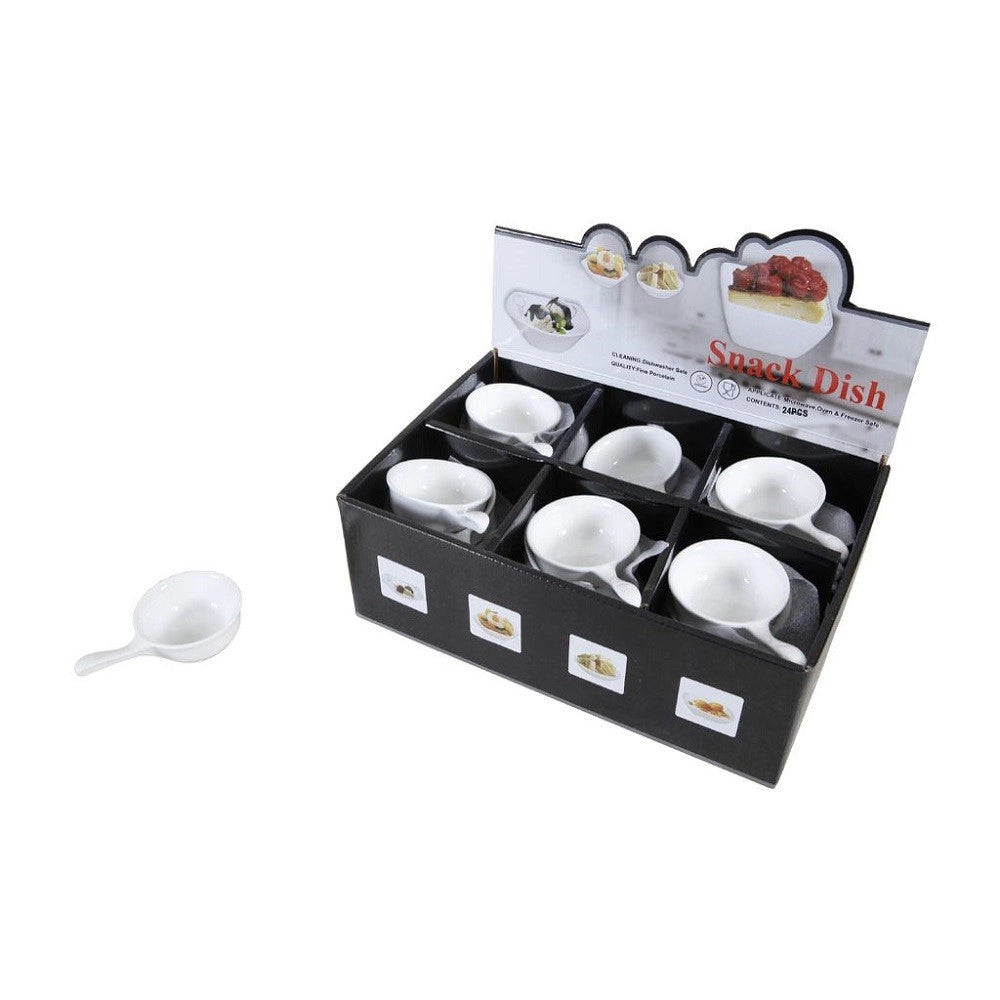 Trade Shop - 24pz Piatto Ciotole Cucchiaio Per Antipasti In Porcellana Aperitivo Snack 151684 -