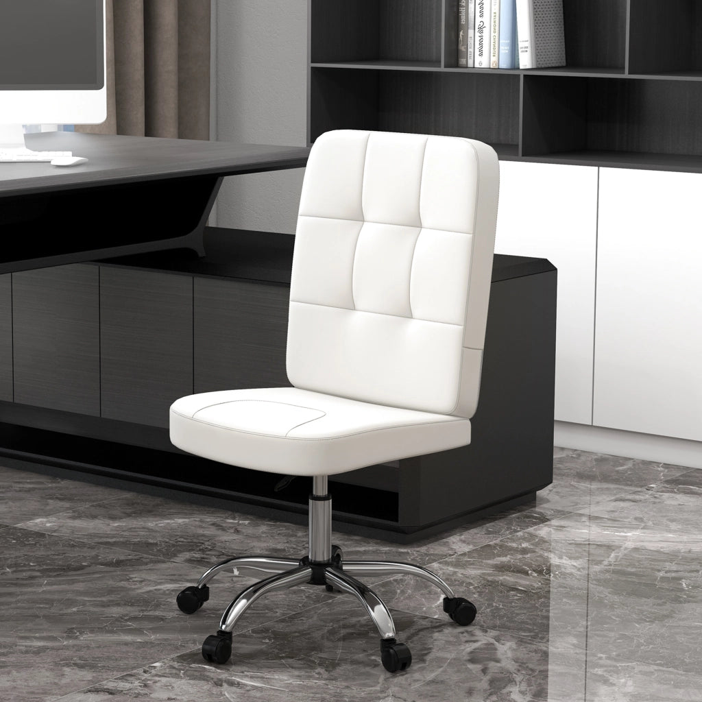 Sedia da Ufficio Girevole in Similpelle ¨C zephmum ¨C Bianco 45x59x90-100 cm