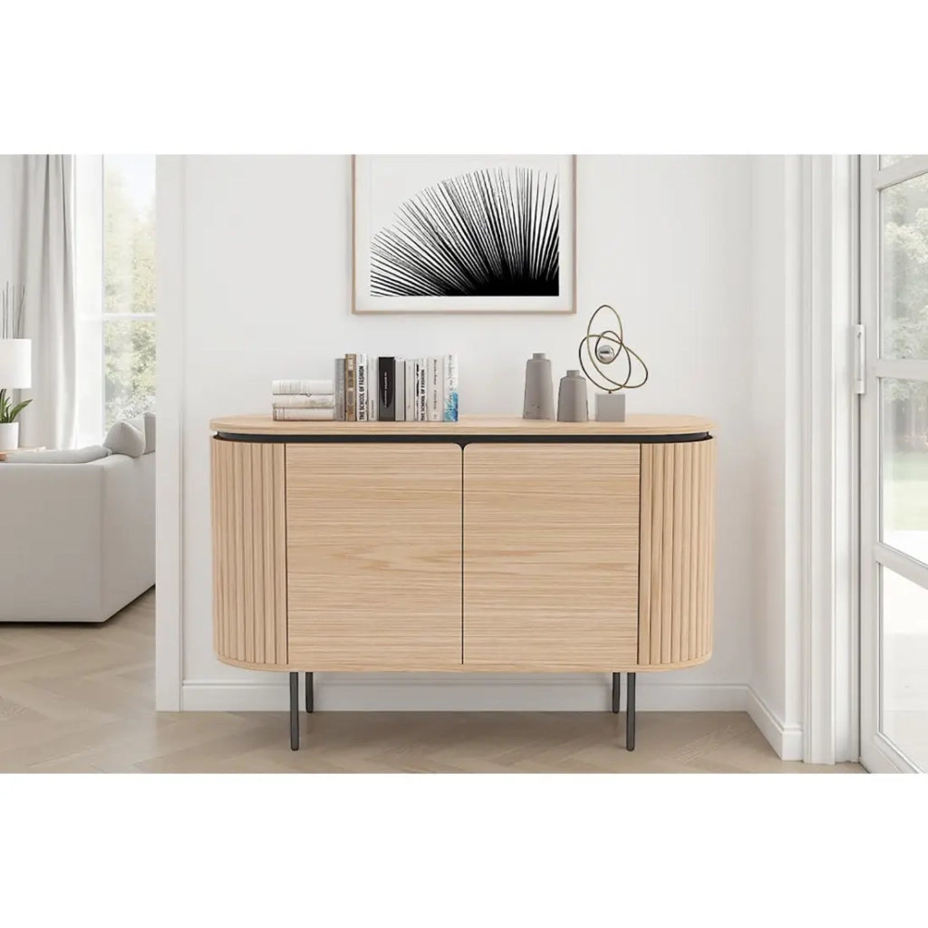 Buffet 120 cm 2 porte rovere chiaro e nero – Collezione SÖREN