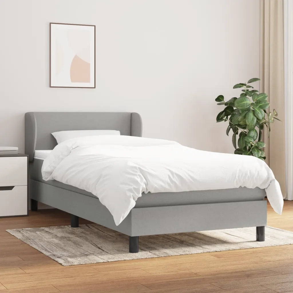 Giroletto a Molle con Materasso-Struttura Letto Grigio Chiaro100x200 cm Tessuto 189018
