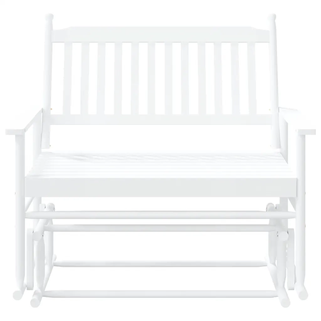 Panca a Dondolo Bianca 118x70x104,5 cm Legno Massello di Pioppo 4008868