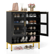 Scarpiera 70 x 35 x 93 cm con 3 ripiani regolabili design moderno in legno nero 20_0018031