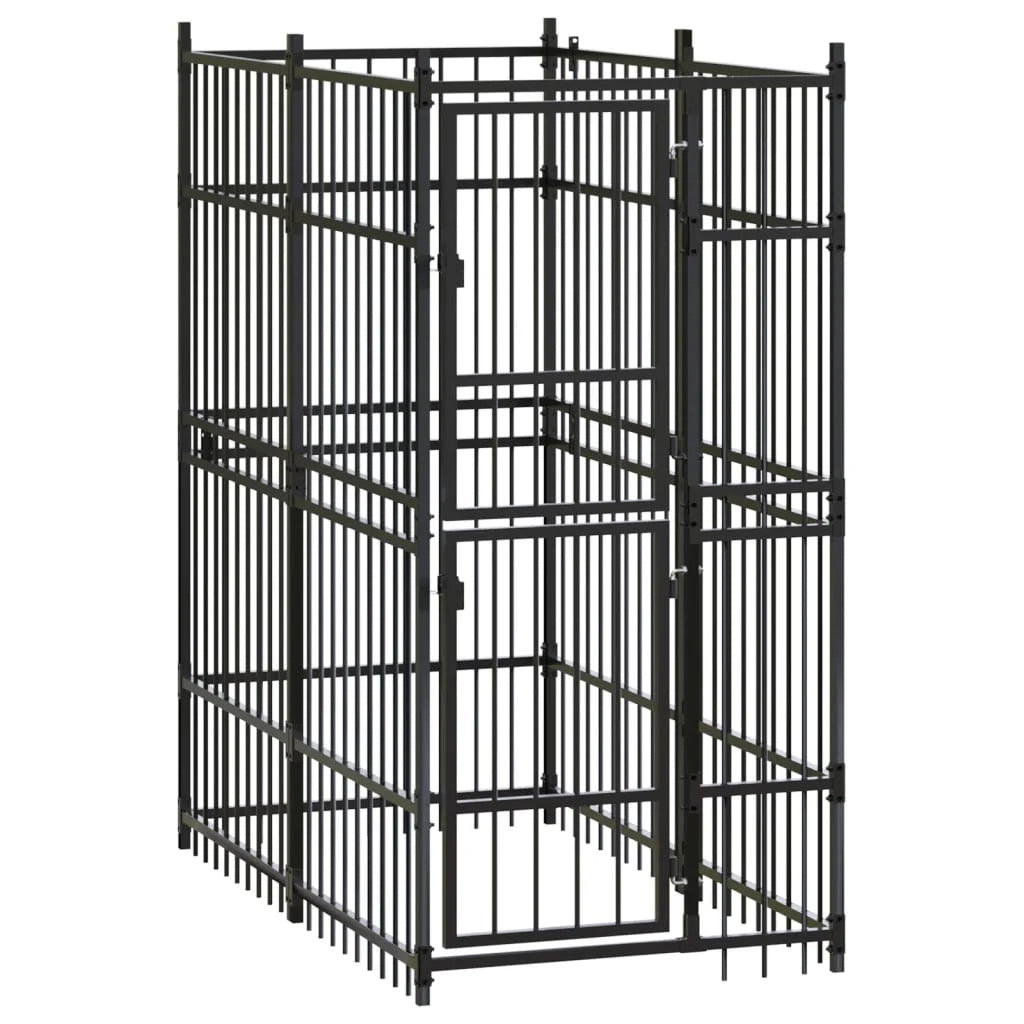 Cuccia/gabbia/recinto per cani da esterno acciaio 1,84 m² nero 02_0041776