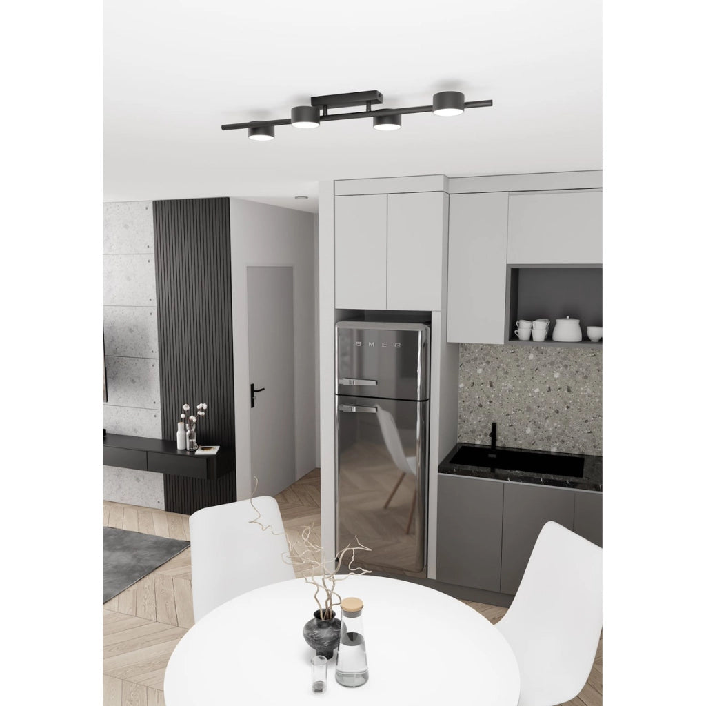 Lampada da soffitto BET 4 in acciaio nero opaco