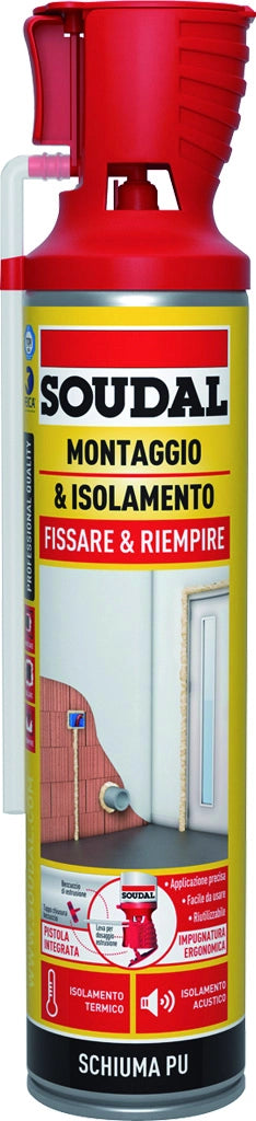 Soudal SCHIUMA POLIURETANICA ''MONTAGGIO & ISOLAMENTO GENIUS GUN'' ml. 750 12.00 pz
