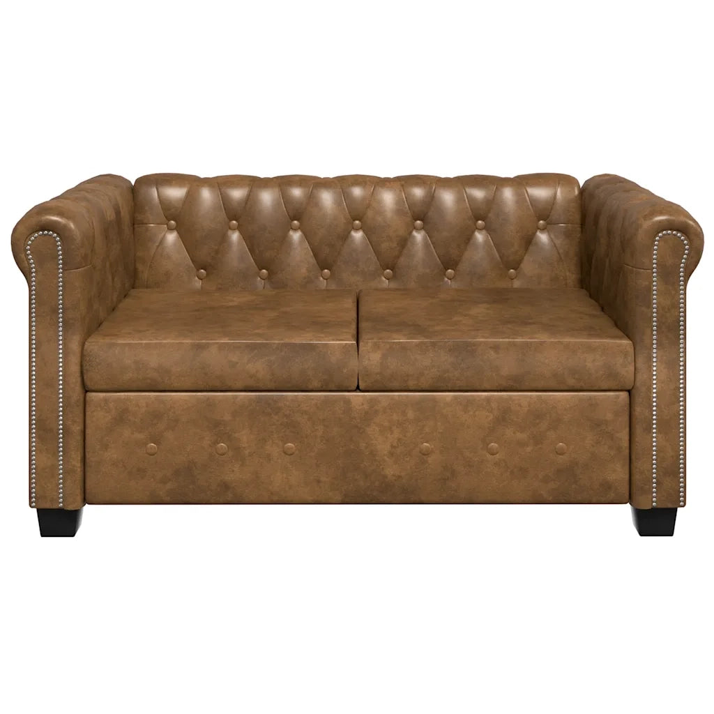 Set Divani Chesterfield a 2 Posti e a 3 Posti Marrone