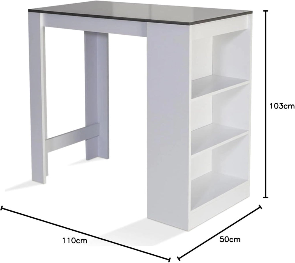 Tavolo alto da bar BARTH da 2 a 4 persone piano bianco legno grigio
