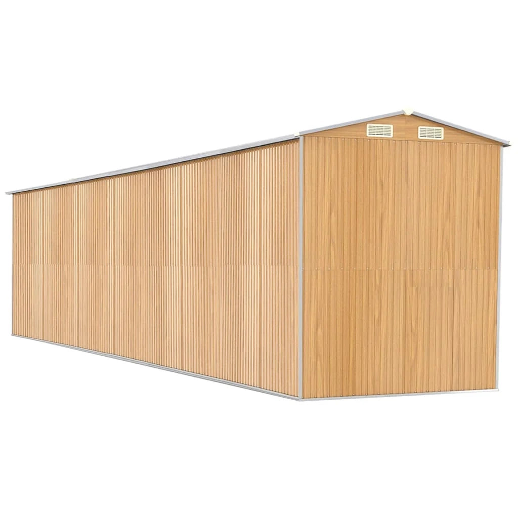 Casetta da giardino cabina ripostiglio casetta da esterno robusta casetta per attrezzi colore chiaro 192 x 855 x 223 cm acciaio zincato marrone 02_0022310
