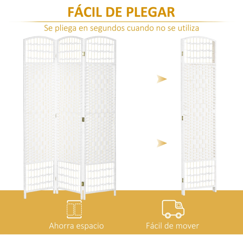 Biombo 3 Pannelli Pieghevole ¨C zephmum ¨C Bianco 120x170cm