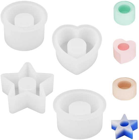 Set di supporti per candele in silicone da 4 pezzi - modelli in gesso per candela a mano - decorazione per casa - unica decorazione da tavolo per il betone