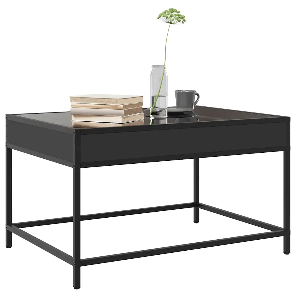 Tavolino da Salotto con LED Infinity-Tavolino da soggiorno Nero 70x50x41 cm