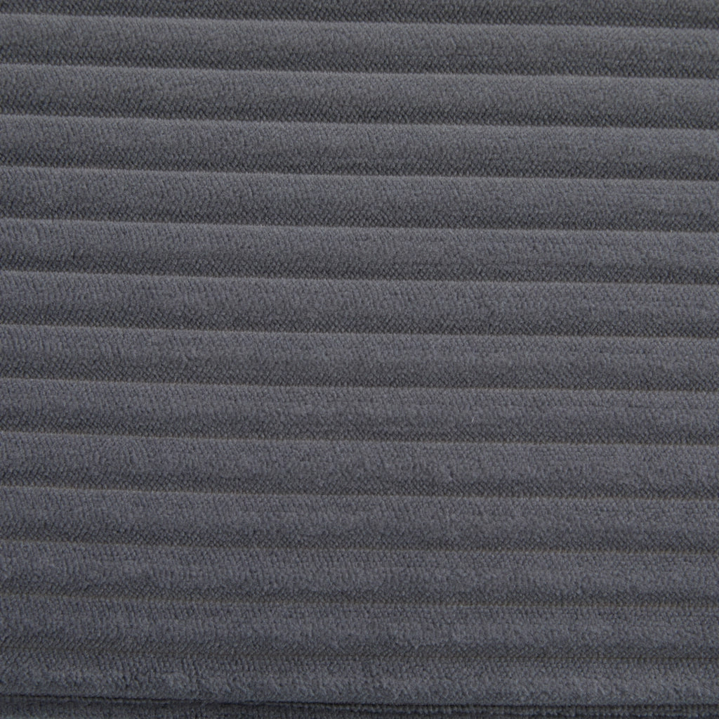 Sedia a dondolo con poggiapiedi in corduroy grigio; 70 x 80 x 92 cm