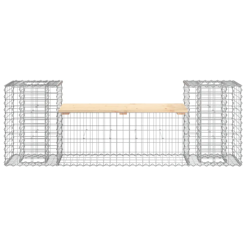 Panca Giardino Design Gabbione-Sgabello-Panca da esterno 183x41x60,5 cm Massello di Pino