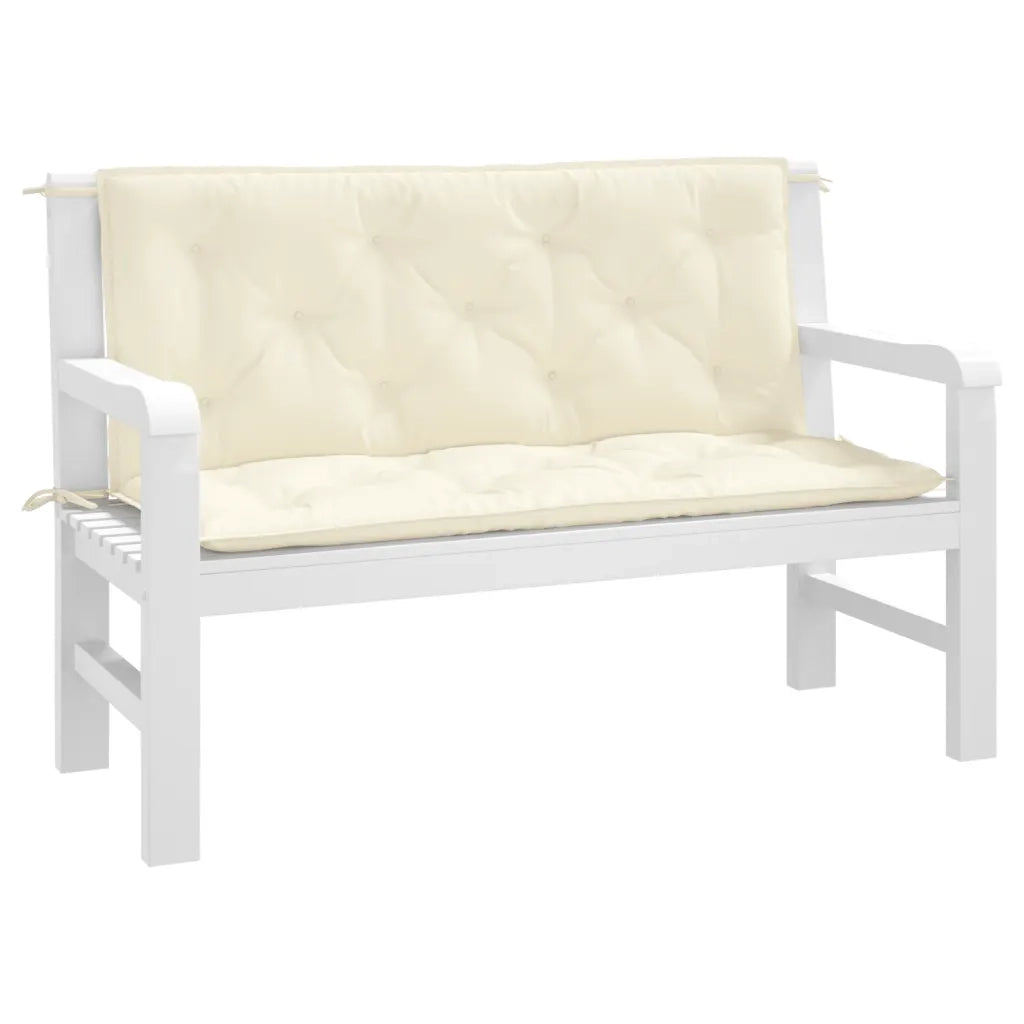 Cuscini Panca Giardino 2 pz | Cuscini per sedie Bianco Crema 120x50x7 Tessuto Oxford