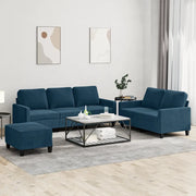 Set di Divani 3 pz con Cuscini Blu in Vellutocod mxl 131162