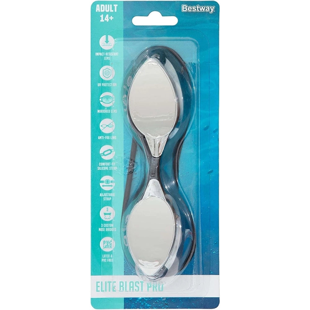 Trade Shop - Occhialini Da Nuoto Piscina A Specchio Protezione Uv Ocean Swell 14+ Anni 3 Colori 21066 -